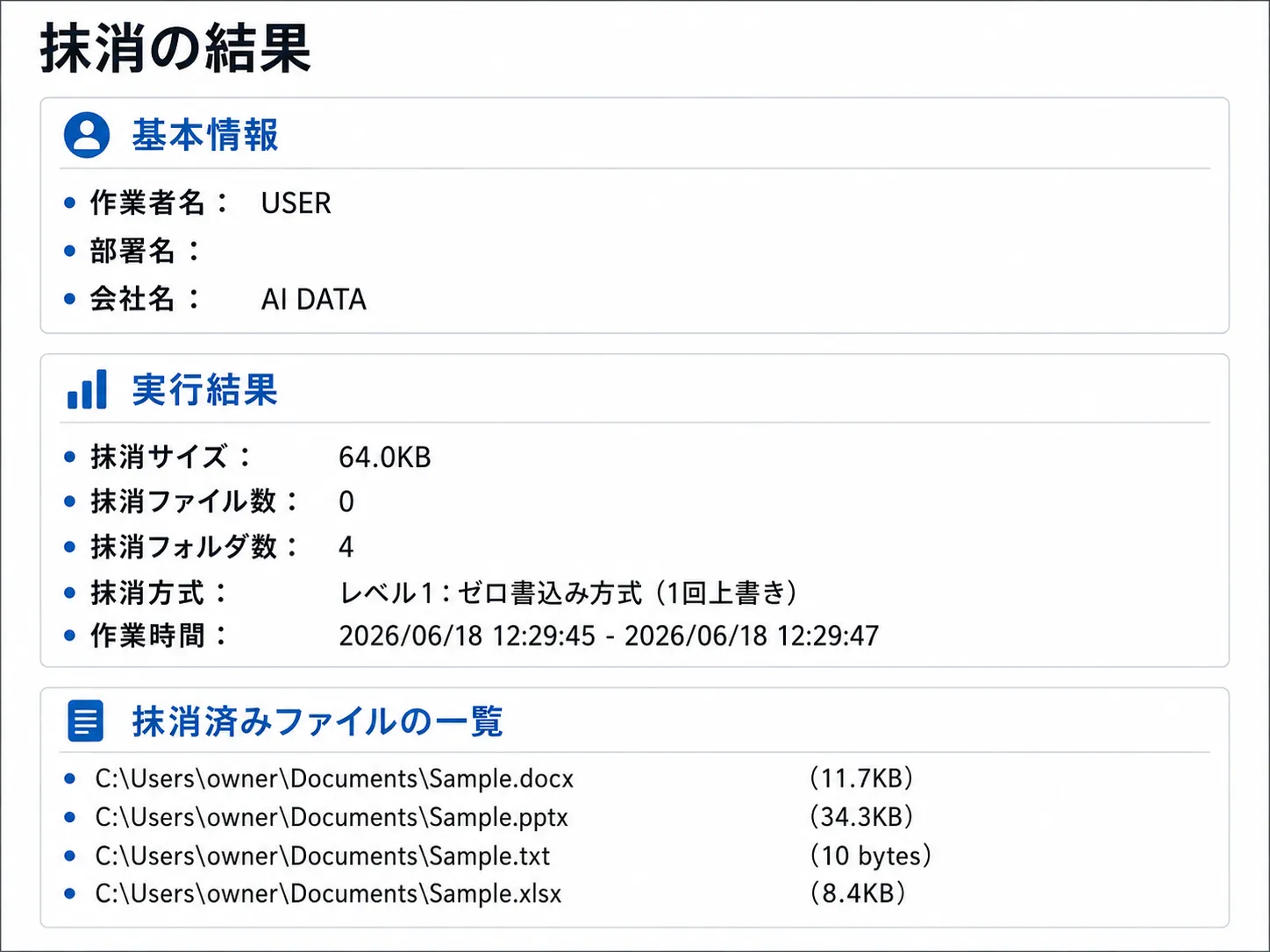「消去（抹消）レポートイメージ」