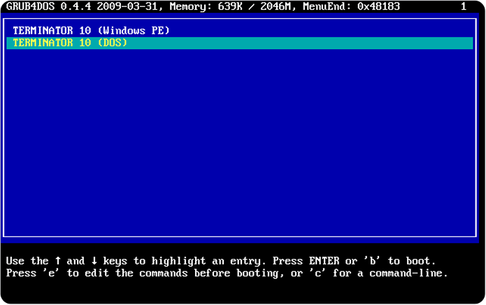 DOS版の起動方法画面イメージ